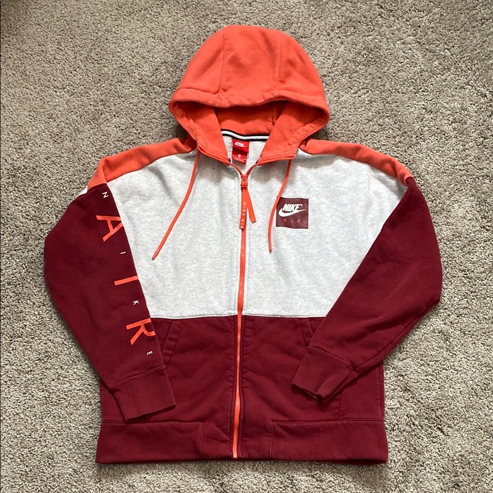 Nike Red and Gray Colorblock Hoodie